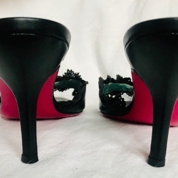 Emanuel Ungaro Black Kitten Heel Mule Sandal - Picture 7 of 8